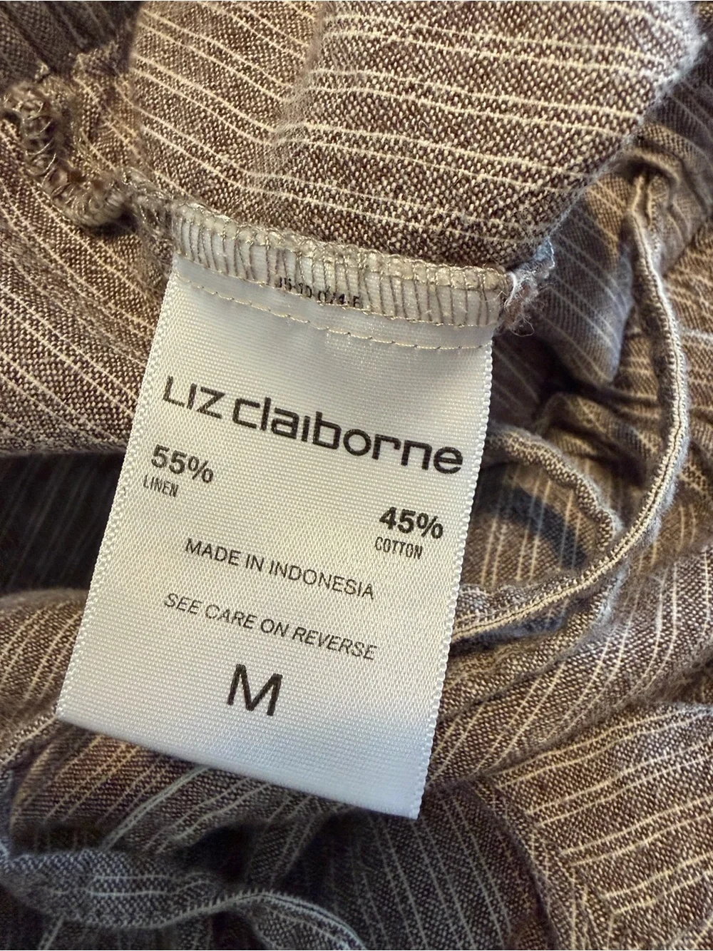 Liz Claiborne Brown Striped Linen-Blend Bermuda Shorts